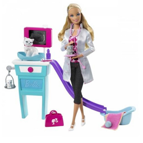 Детская игрушка Barbie Барби с набором Уход за котятами