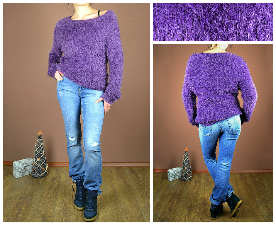 Фиолетовый свитер женский с чем носить