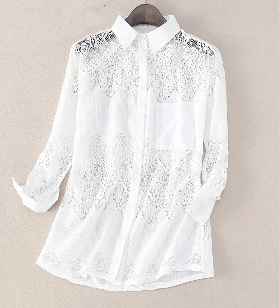 Белая гипюровая блузка