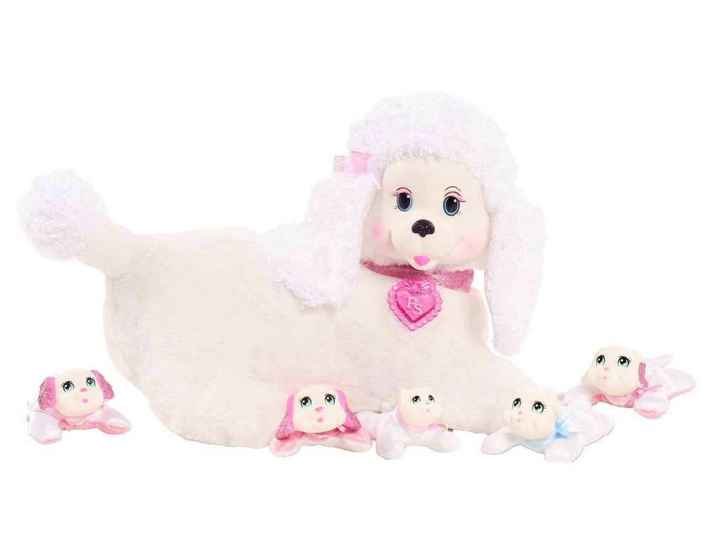 Just play беременная собака пудель стейси с сюрпризом puppy surprise plush stacy poodle фото №1