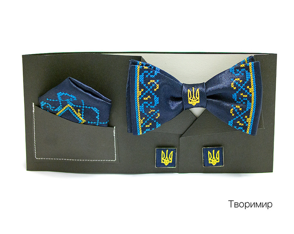 Вишитий набір з хустинкою та запонками творимир фото №1