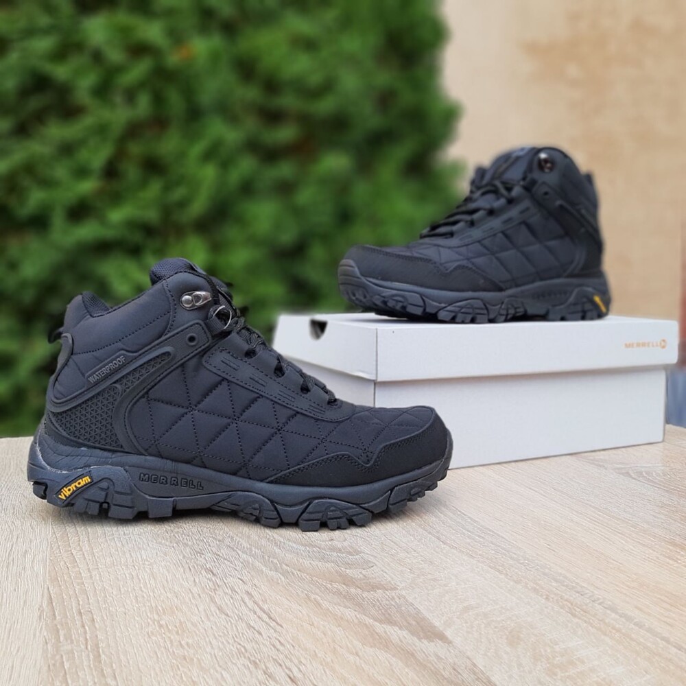 Зимові чоловічі ботінки з хутром merrell tracking black фото №1