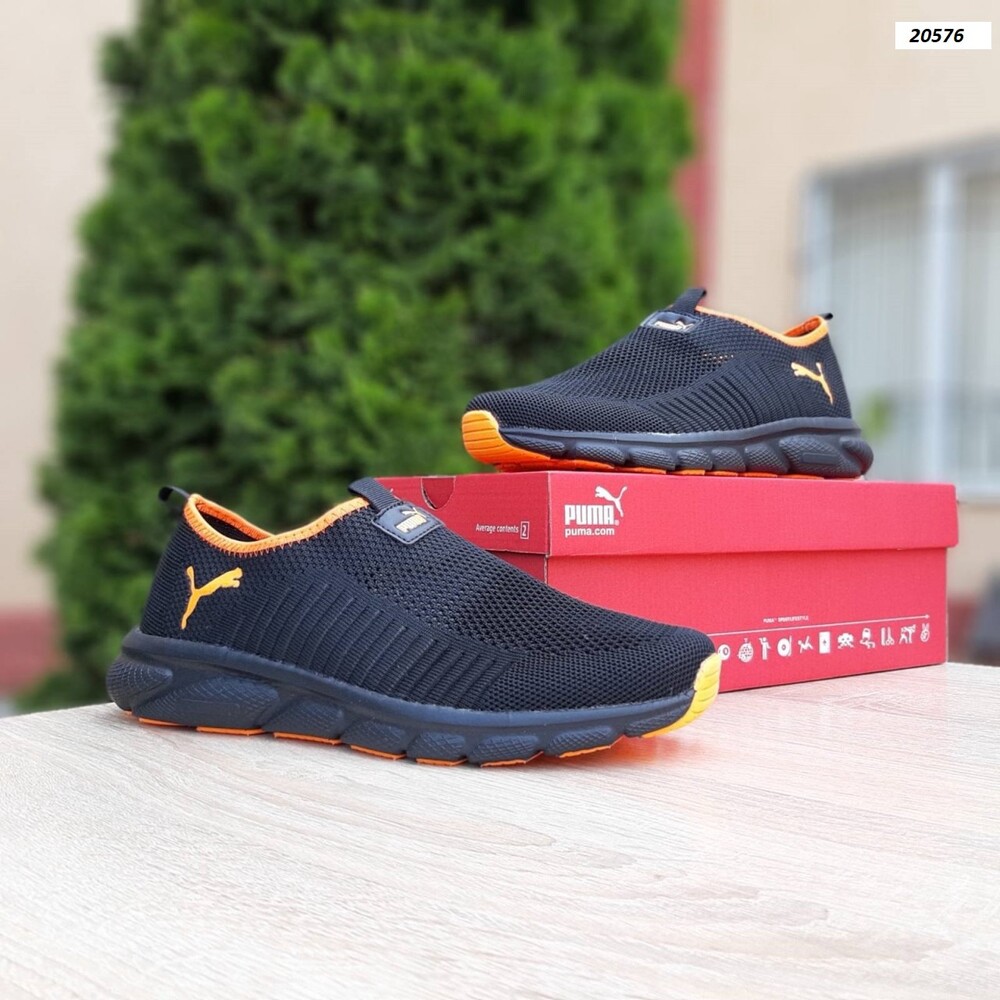 Кросівки літні сітка puma, чорні з оранжевим 36-41р фото №1