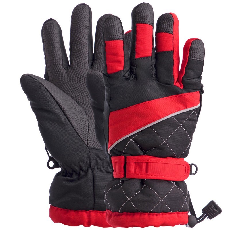 Перчатки горнолыжные женские zelart snow gloves 7133: размер s-m/l-xl (black-red) фото №1