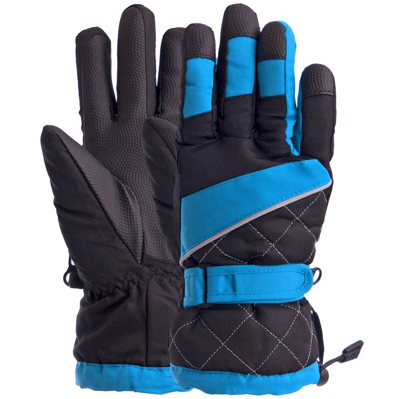 Перчатки горнолыжные женские zelart snow gloves 7133: размер s-m/l-xl (black-light blue) фото №1