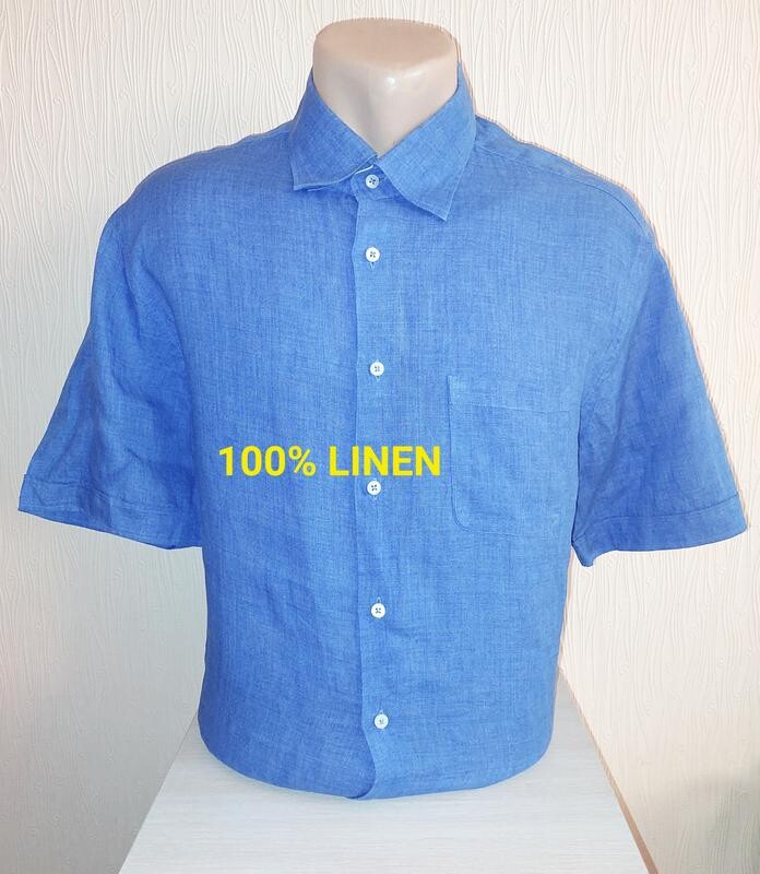 Замечательная льняная рубашка синего цвета sor luxus seit 1897, молниеносная отправка фото №1
