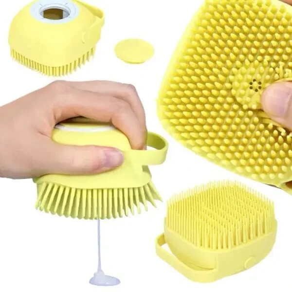 Cиликоновая массажная щетка мочалка yellow silicon massage вath | мочалка для купания | щетка для жи фото №1