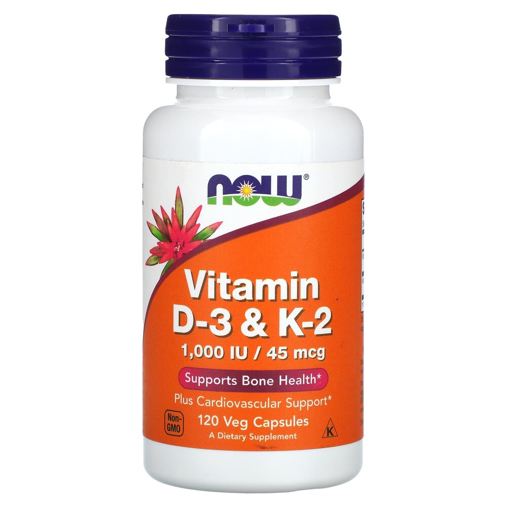 Now foods вітаміни d3 і k2 120 рослинних капсул д3 1000 ме та вітамін k2 45 мкг комплекс now-00369 фото №1