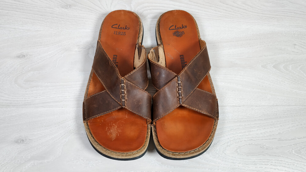 Шкіряні чоловічі шльопанці clarks оригінал, розмір 42 фото №1