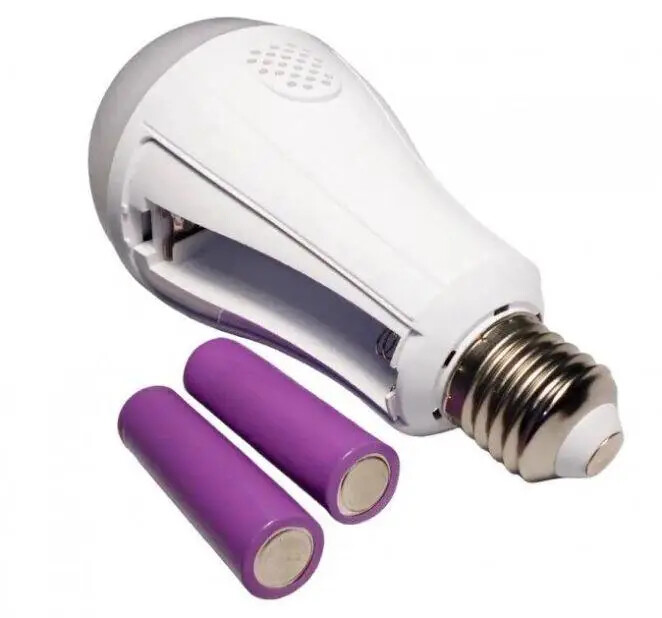 Лампочка с аккумулятором 2 x18650 20w энергосберегающая лампочка led лампа е27 фото №1