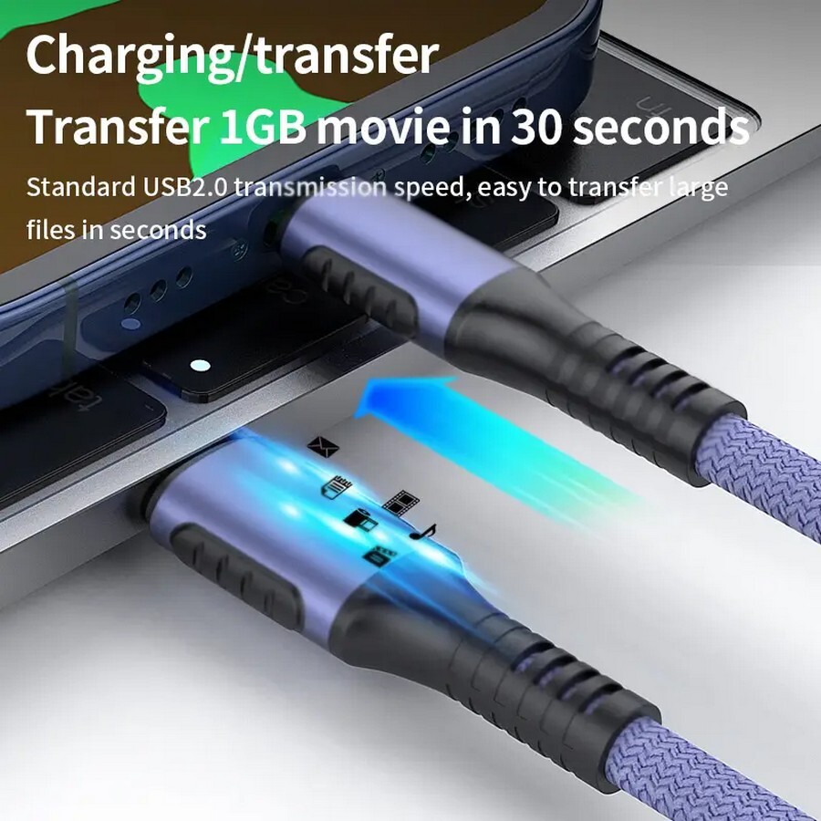 Кабель для быстрой зарядки usb-с - тype-с,60 вт фото №1