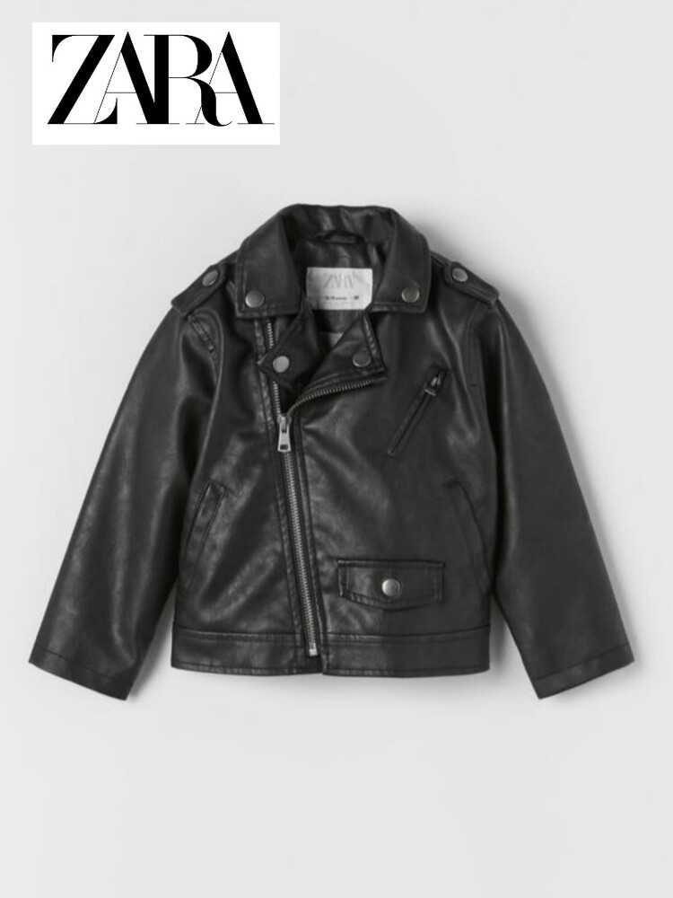 Zara cтильна утеплена шкіряна куртка косуха на флісовій підкладці від zara 2 роки фото №1