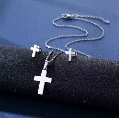 Набір Stainless Steel сережки та кольє з нержавіючої сталі