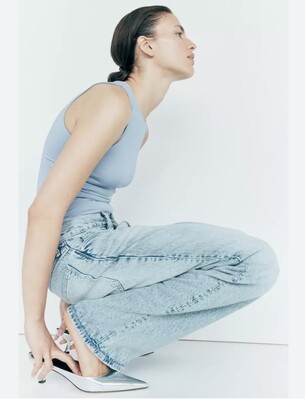 Блакитний базовий топ, М